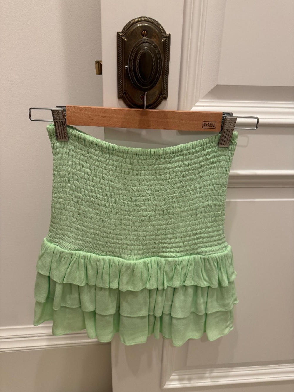 Green mini skirt